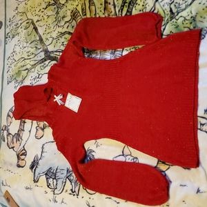 MKM Sparkly Red Hooded Sweater/ Dress or Tunic